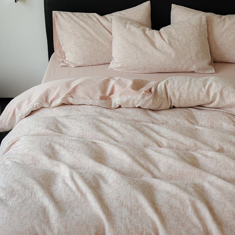 Cama de tres capas de hilo de algodón de cuatro piezas 2025 nueva ropa de cama de lujo ligera cubierta de sábanas de cama de tres piezas