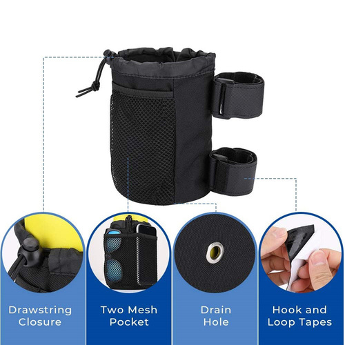 Cross-border wholesale bicycle cup holder water bottle bag Oxford cloth outdoor insulation bag stroller wheelchair with mesh bag storage bag