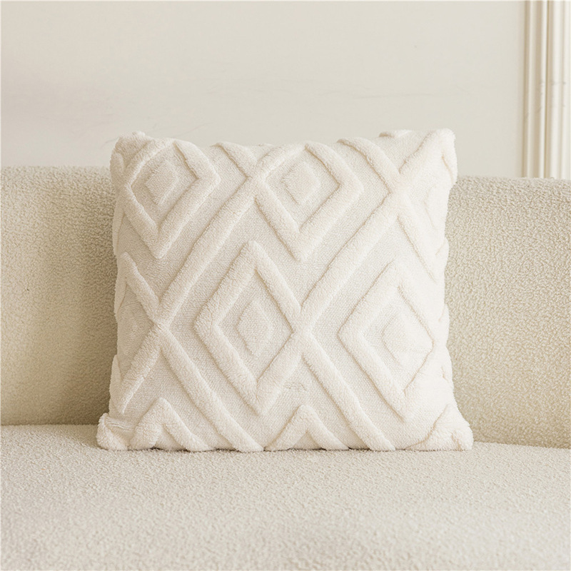 Cojín de sofá de felpa de color sólido, moderno y minimalista, para sala de estar, decoración de habitación modelo, cojín para cabecera