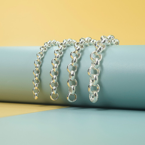 S925 Pure Silver Semi-finished Woven Chain Wholesale by Gram 5 6 7 8mm Hollow Pearl Chain Simple and Unique