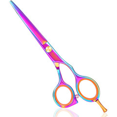 Seven-color straight hairdressing scissors, gold screw hairdressing scissors, export hairdressing scissors LQ-6.0 inches, single tail straight hairdressing scissors