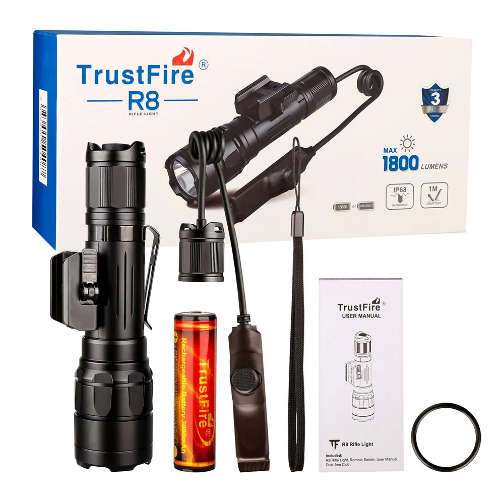 TrustFire  Flashlight R8 LED强光手电筒1800流明战术18650可充