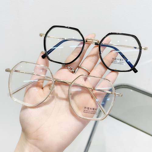 Radiation-Proof Glasses for Myopic Females with Instagram Style, 2050 Plain Frame Eyeglasses for Round Faces, Netizen Fashion, Blue Light Protection Eyeglass Frames