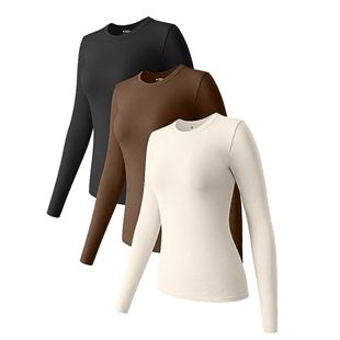 2023 autumn and winter European and American cross-border Amazon long-sleeved shirt round neck stretch bottoming shirt T-shirt top for girls