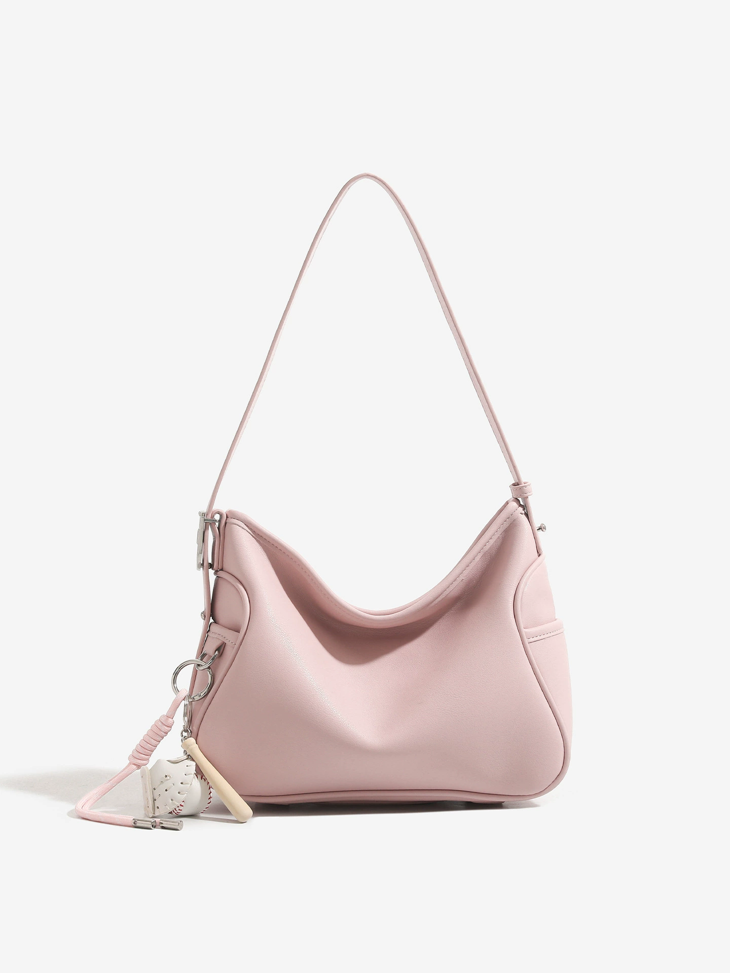 CAHSYH&LDNK Capacious Leather One-Shoulder Bag — 26x10x21 cm, 0.5 kg, White/Black/Fuchsia/Brown