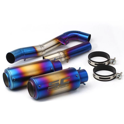 Motorcycle exhaust pipe: double-outlet modified exhaust pipe - j-2007-2009