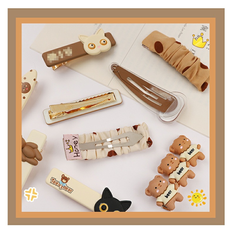 New coffee color 4-piece hair clip set