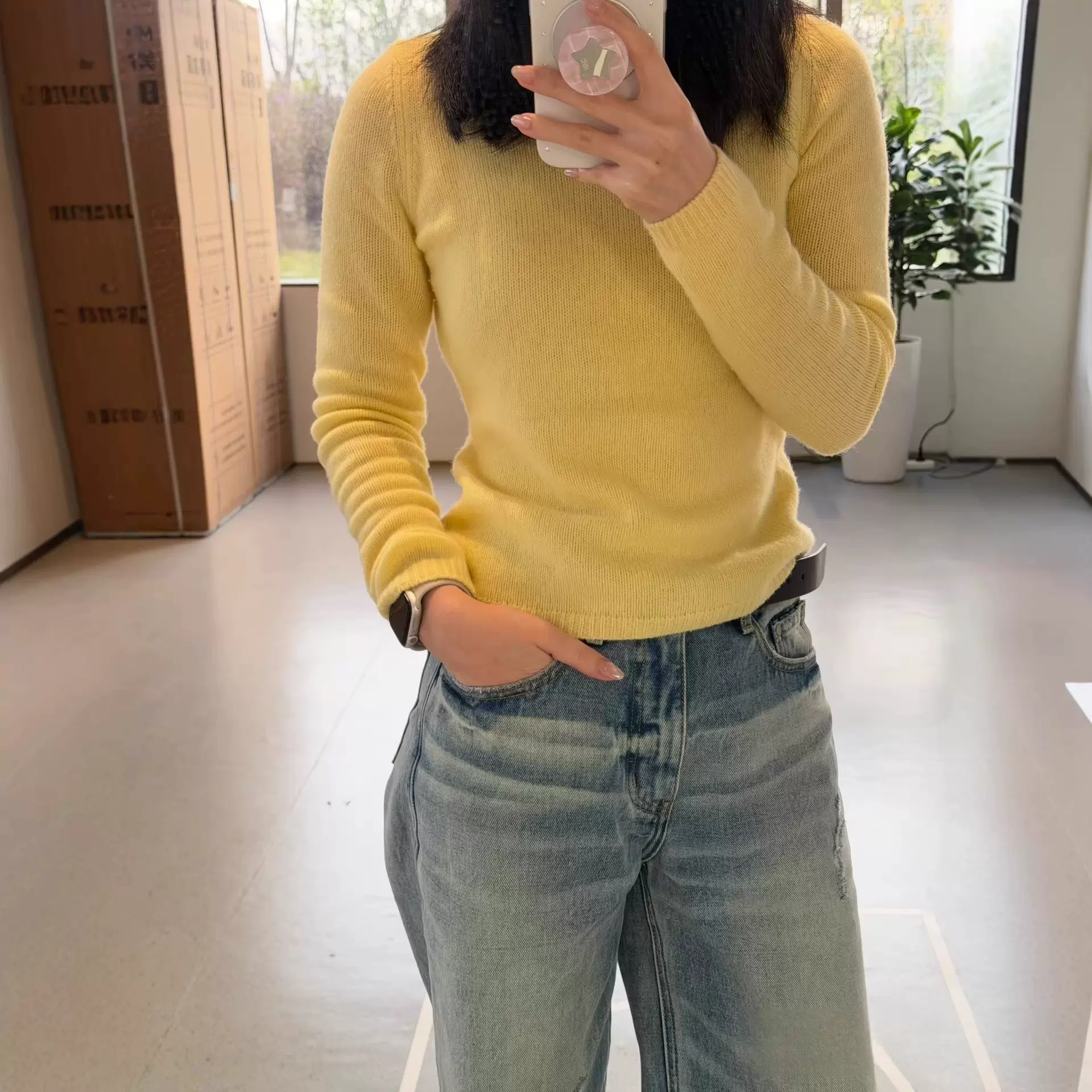 新款百搭基础款羊毛合身双层小圆领针织衫简约纯色套头毛衣女5125