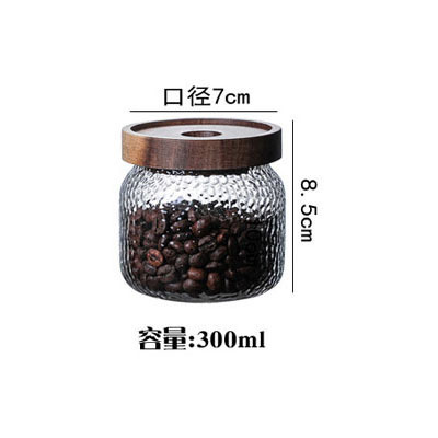 Tarro sellado de vidrio martillado de estilo japonés Tarro de almacenamiento de tapa de madera de acacia Tarro de almacenamiento vintage
