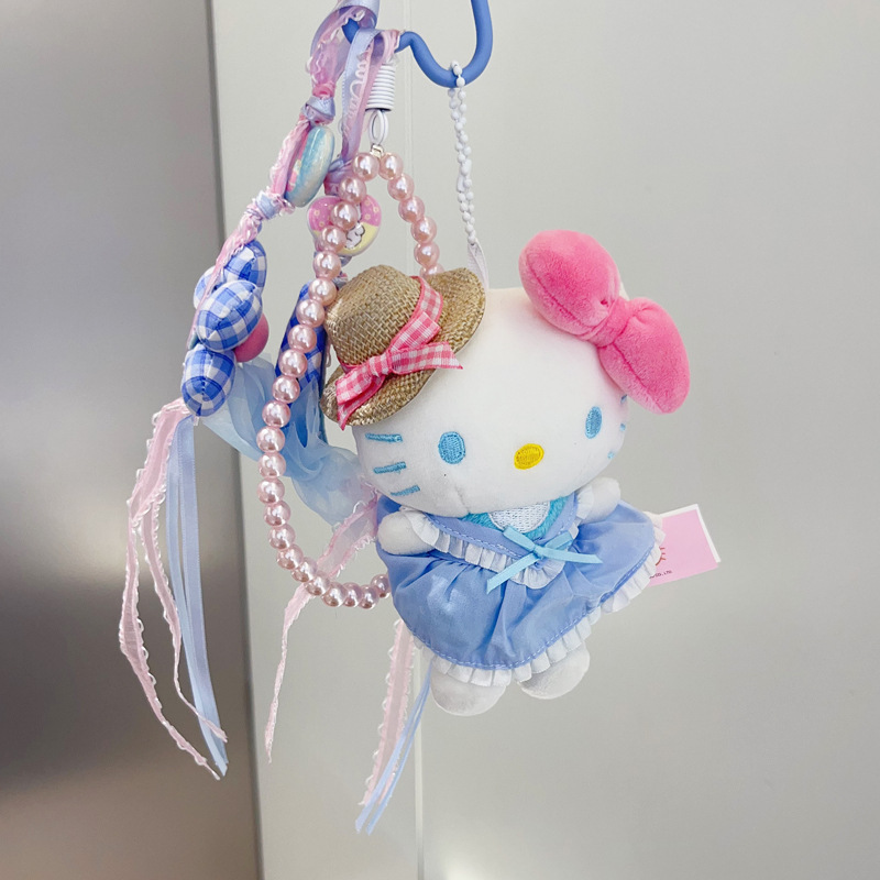 可爱蓝格子公主裙KT立体公仔包包挂件少女心多功能百搭饰品挂件新|undefined