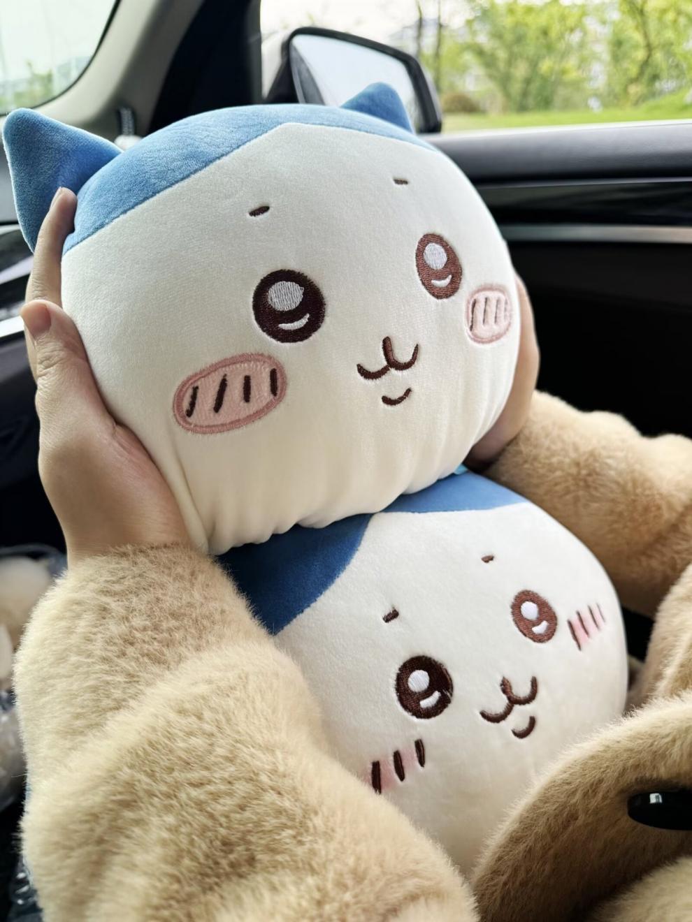 Cartoon Cute Ji Yi Plush Car Headrest Neck Pillow Seat Cushion Lumbar Support Car Interior Decoration