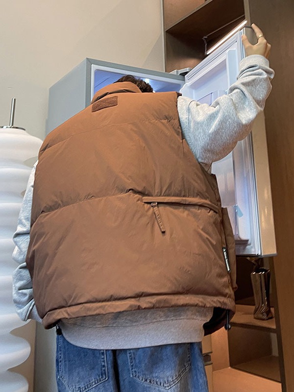 Workwear Vest Cotton Jacket for Men 2023 Winter Sleeveless Vest American Retro Loose Stand Collar Jacket National Trend