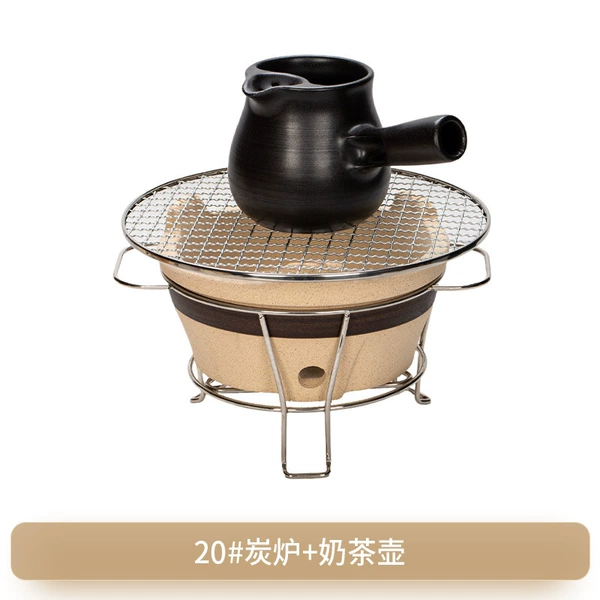 20# charcoal stove + black milk tea pot + shelf + net