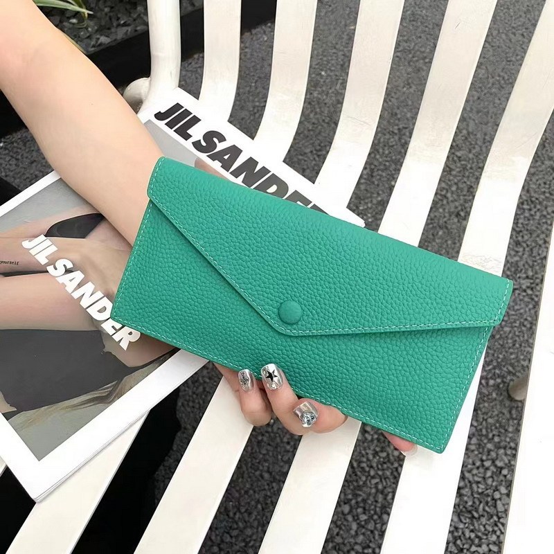 Special Price Wallet 2026 New Model Genuine Leather Pebbled Leather Envelope Bag Thin Long Card Holder Clutch Women's Coin Purse
