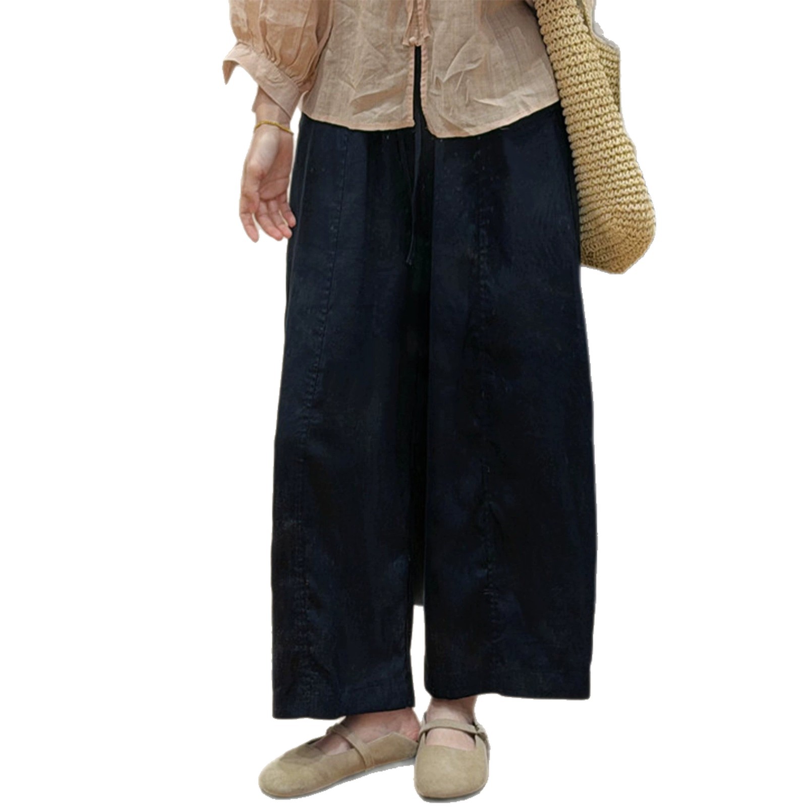 Tencel-linen keng shox shimlar - yozlik, slim, kichik o'lcham, 9 bo'lim