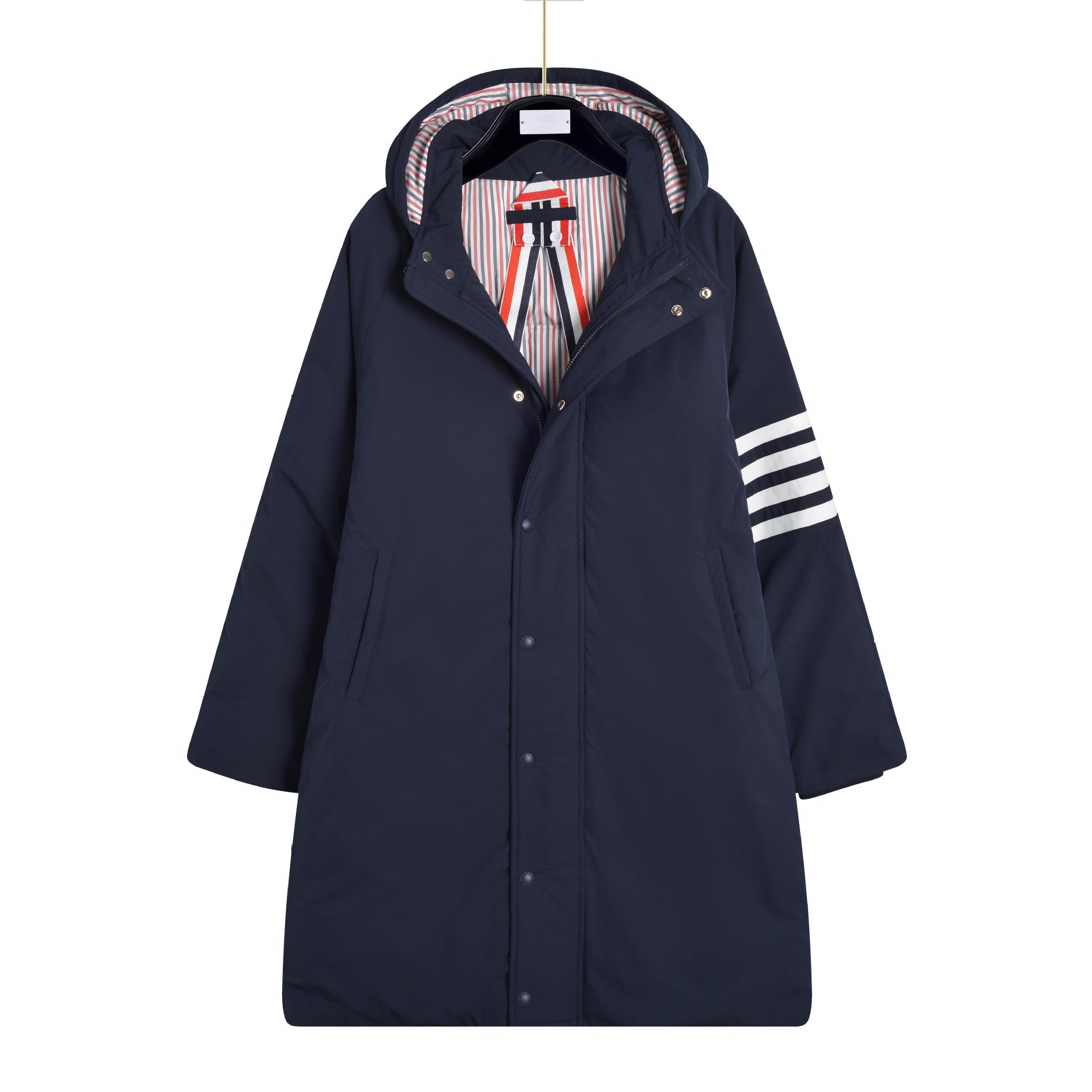 4바 롱 다운 재킷 네이비 블루