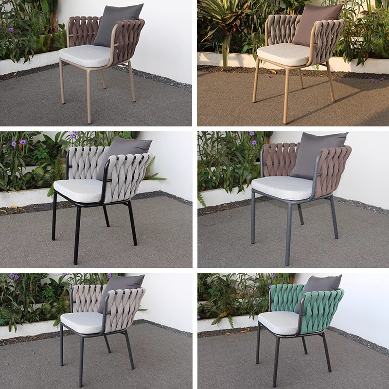 Sillas al aire libre nórdicas patio al aire libre villa silla de jardín silla de relajación silla de comedor de aluminio de caña