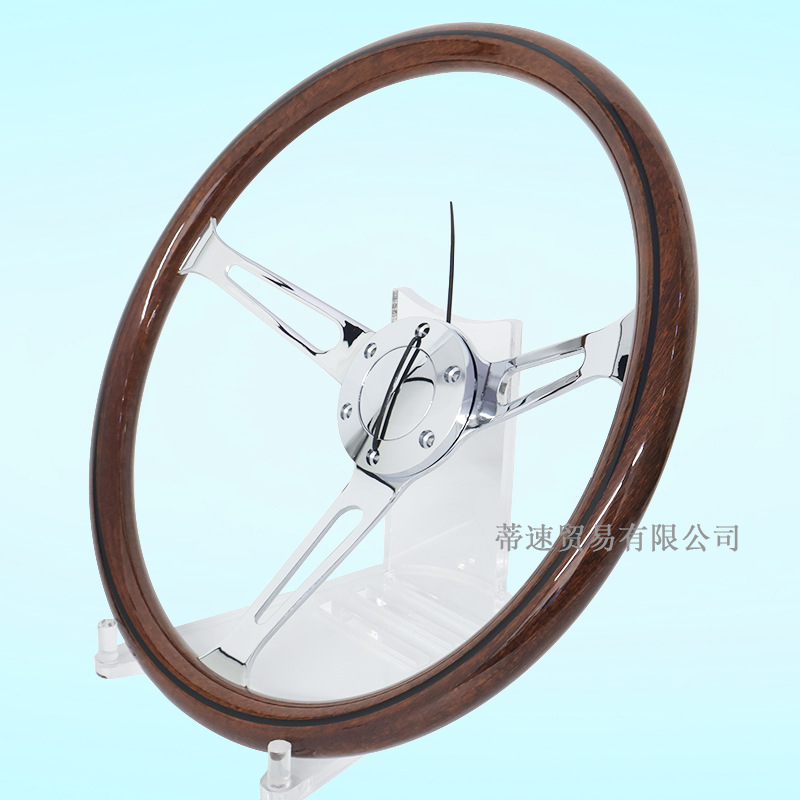 Factory direct sales universal car modification 15inch peach wood color steering wheel classic retro 380MM electroplated concave center