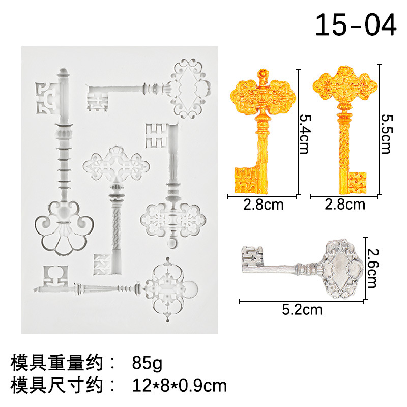 Clave fondant molde decoración de la torta clásica retro cerradura chocolate molde de silicona aromaterapia molde de yeso