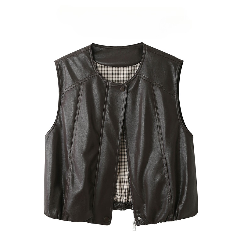 Cool and Stylish Pu Leather Motorcycle Jacket Vest for Women, Fashionable and Slimming Outerwear for Spring and Autumn, Unique and Super Attractive Coat