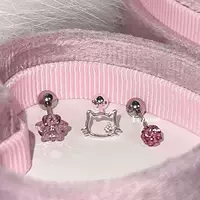 Полые кошачьи ушные гвозди розовые маленькие звездочки ушные гвозди из титановой стали ультра-блестящие винты сладкие серьги-серьги женские