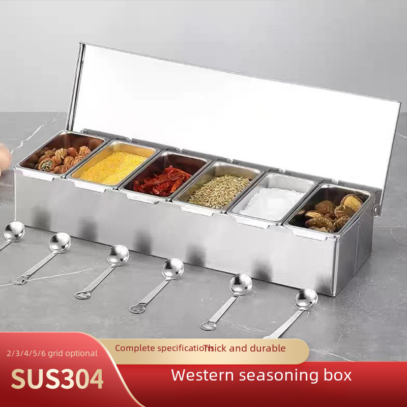 Stainless steel thickened seasoning box Hotel kitchen ingredients…