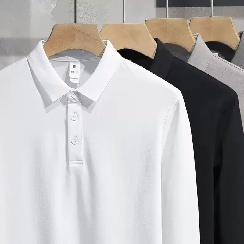 2025美式复古翻领短袖男保罗简约精梳男士修身商务休闲衫男
