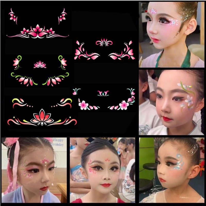 Cartoon Face Water Transfer Eyebrow Decals Personalized Performance Kidsren's Water Transfer Eyebrow Stickers Costume Tattoo Stickers