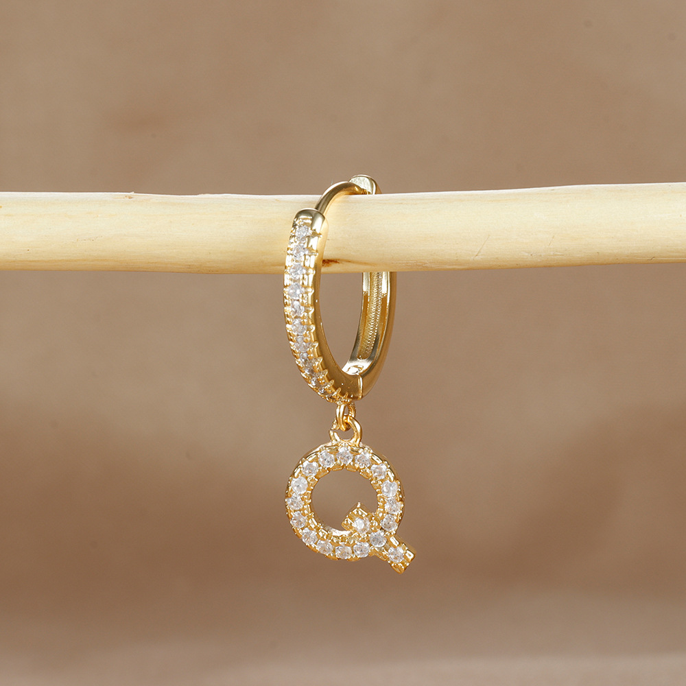 6g Weight Copper Ear Needle Material Zircon Inlay Material Charm Sleeper Hoop Earrings, Drop Earrings Classification 1 Piece Quantity Daily Occasion Copper Material Letter Pattern Unisex Gender Plating Design Casual Style 1 Piece Casual Letter Plating Copper Zircon Drop Earrings 37