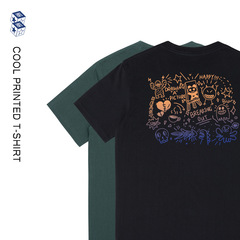 Huiben メンズストリートヒップホッププリント Tシャツ半袖男性と女性の夏のトップストレンディなブランドカジュアルカップル純綿 Tシャツ