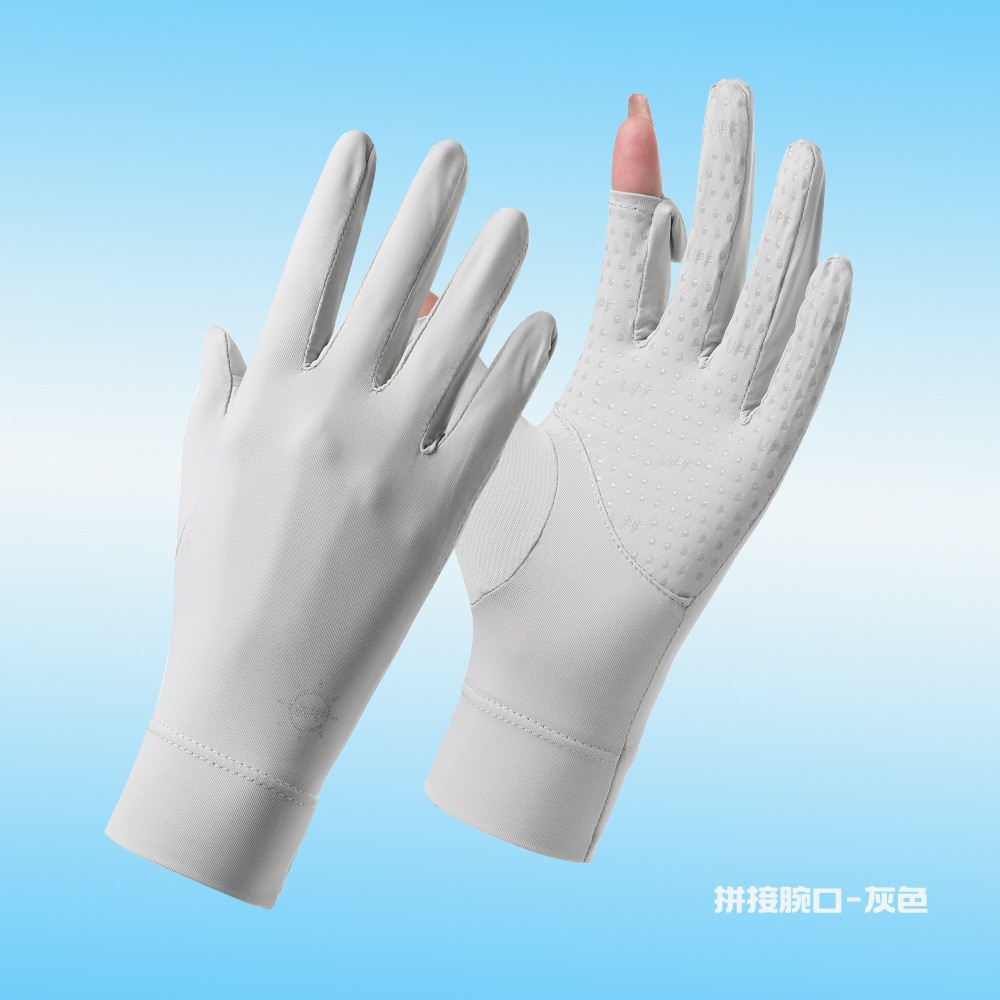 Verano hielo seda protección solar guantes de mujer conducción al aire libre montar antideslizante pantalla táctil Flip elástico transpirable largo dedo Delgado
