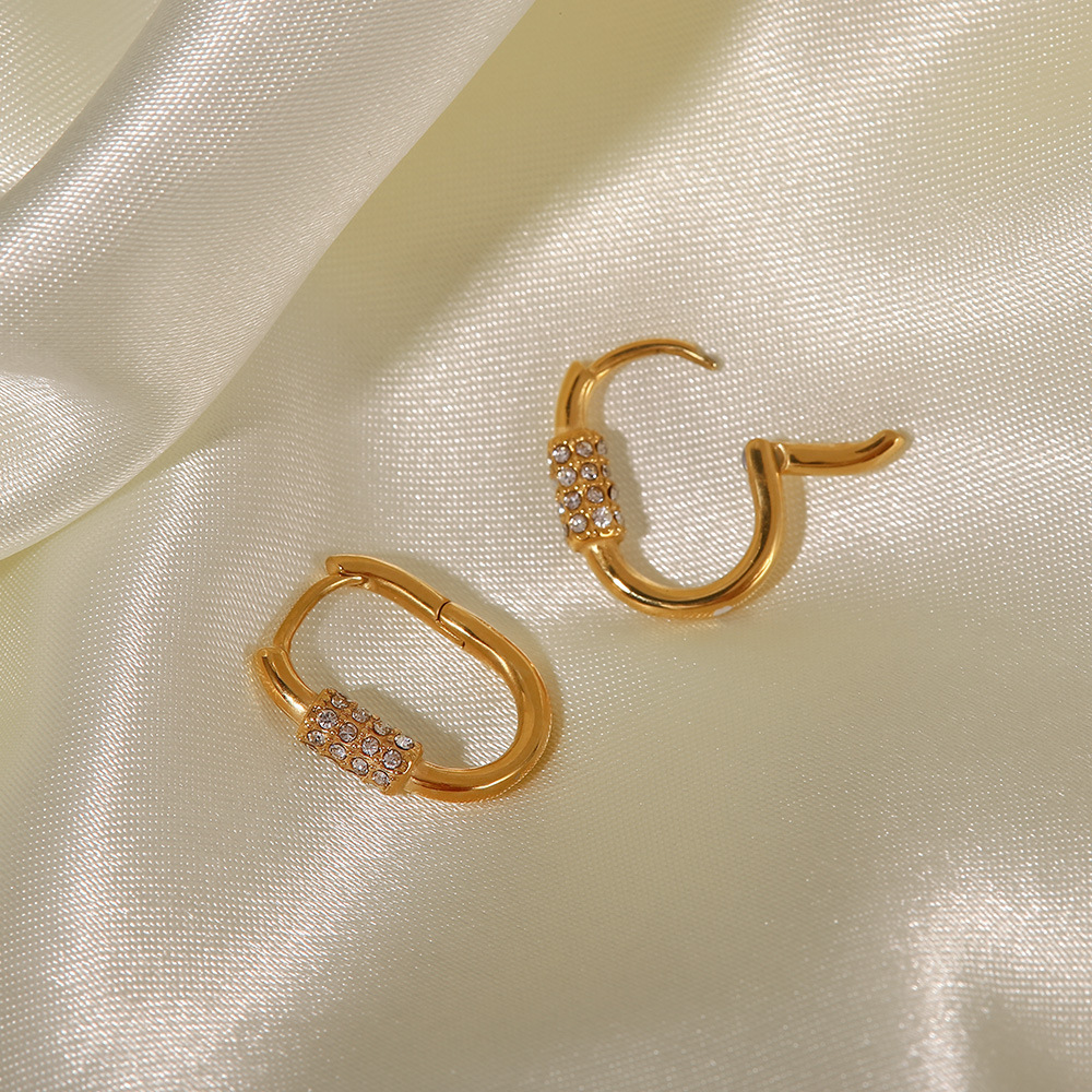 Fashion Geometric Stainless Steel Earrings Plating Zircon Stainless Steel Earrings