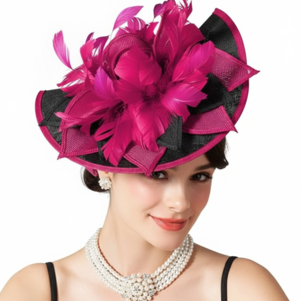 European and American Style Headwear Two-Color Feather Hat Hair Accessories French Elegant Kentucky Derby Dance Head Flower Hair Accessories