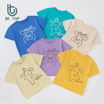 betop夏季新款童装短袖T恤韩版儿童卡通兔子男童纯色衣服一件代发