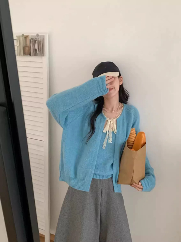 气质软糯蕾丝系带针织吊带开衫套装女2025早秋新款显瘦两件套上衣|undefined