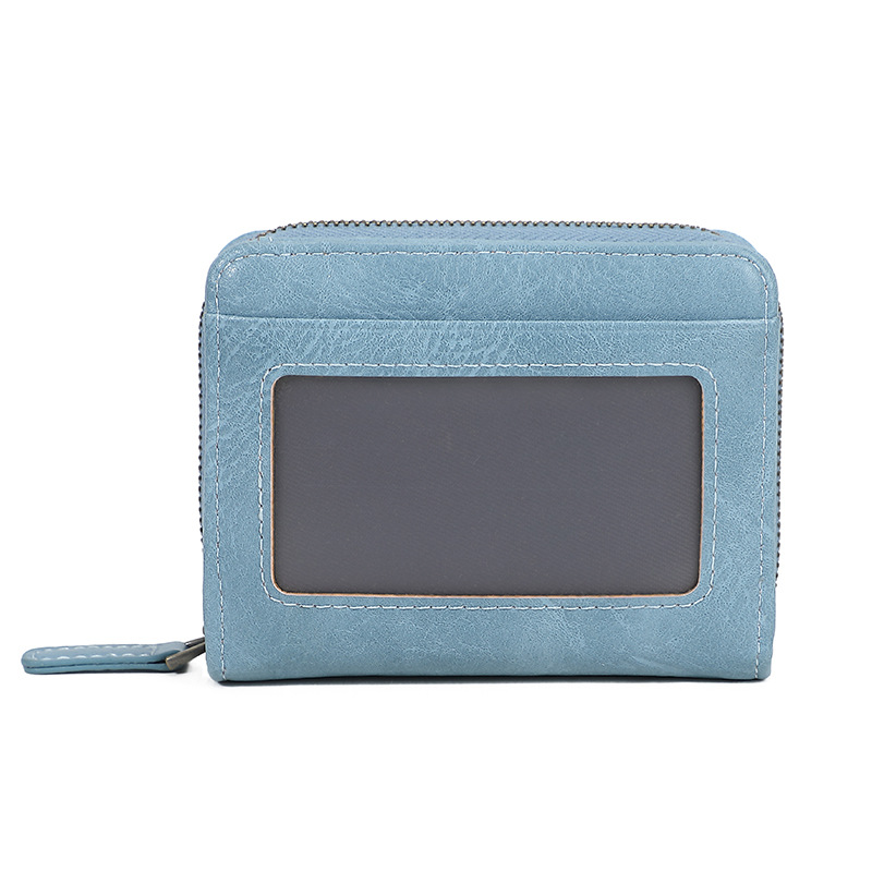 Bolso de órgano con cepillo antirrobo de cuero PU-transfronterizo, monedero simple de gran capacidad multifuncional, cartera de tarjetas RFID