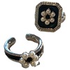 Brand retro sophisticated square zirconium from pearl, ring, flowered, on index finger