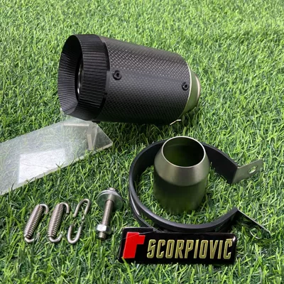Motorcycle exhaust pipe tail section general series - ar-carbon-fiber-matte-round-blackhead-51mm