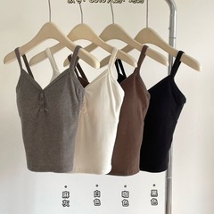 妃子紀6610美背內衣中長款紐扣V領吊帶一體杯帶胸墊背心顯瘦內搭