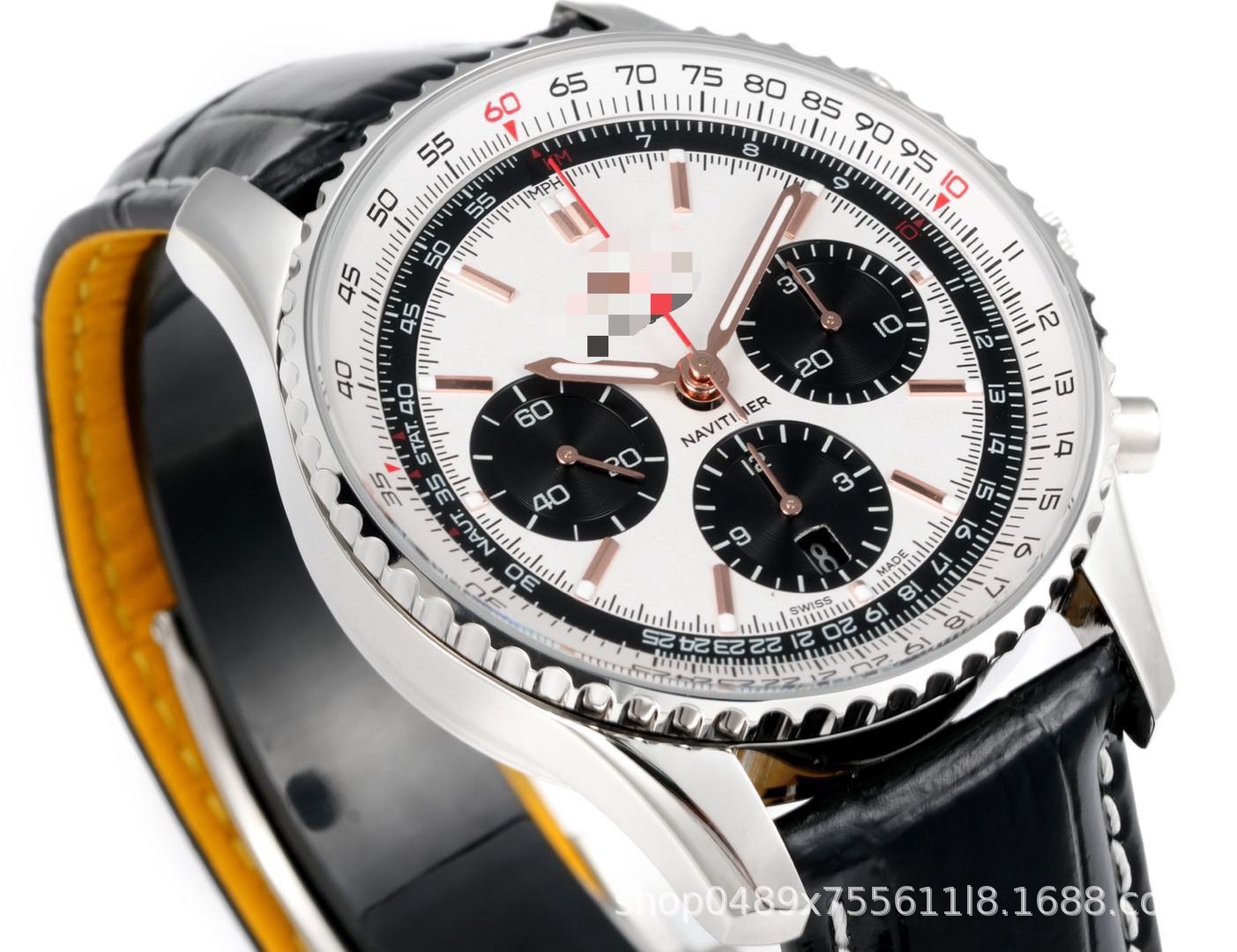 Mechanical wristwatch, aviation chronograph, stainless steel