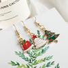 Christmas earrings, metal socks, European style, wholesale, simple and elegant design, with snowflakes