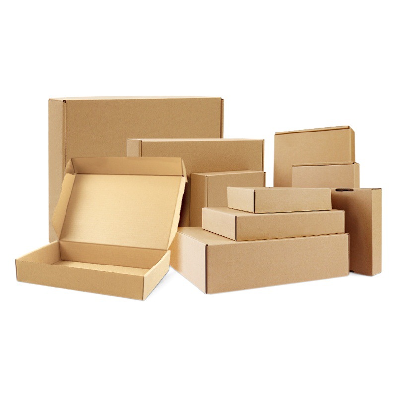 Caja plana extra dura Caja de papel al por mayor Caja de embalaje de joyería de ropa express grande, mediana y pequeña Impresión puntual de papel kraft