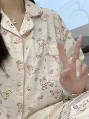 Ins日本式リラックマパジャマ女性春と秋の純綿長袖長ズボンが可愛いです。