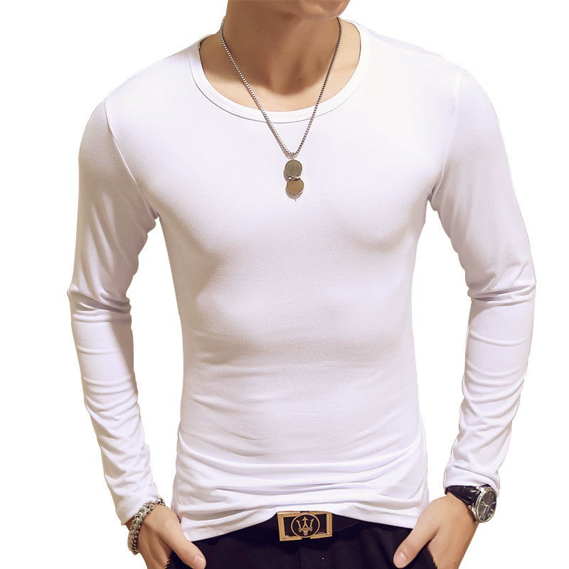 Long‑sleeve autumn T‑shirt, Korean style, slim fit, sizes M–4XL