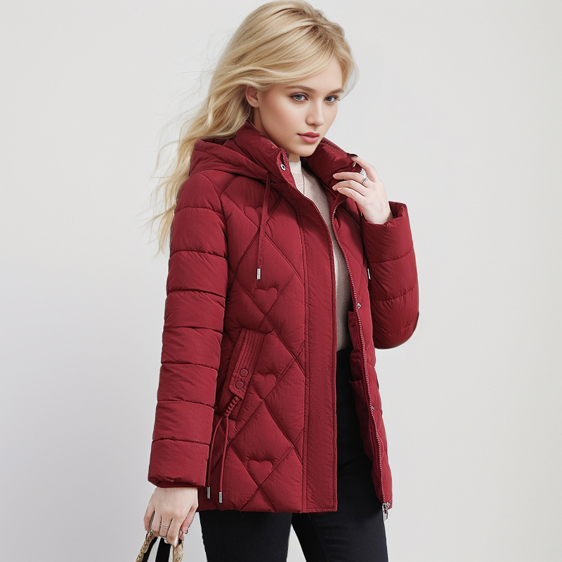 Women's Clothing Large size hooded winter mother's new fashion cotton coat warm middle aged slim short Warm jacket cotton coat_voghion.com