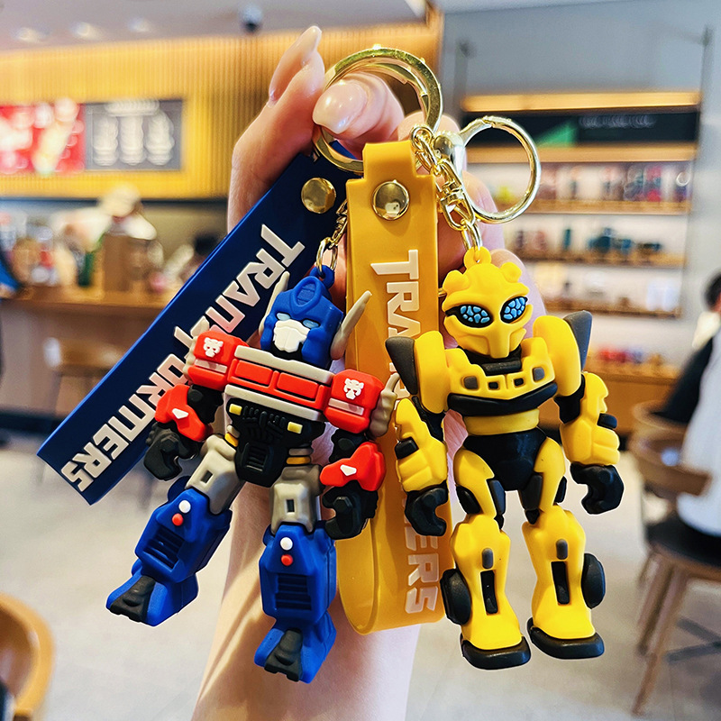 Cartoon car robot car keychain Optimus Prime couple schoolbag pendant key chain creative exquisite small gift