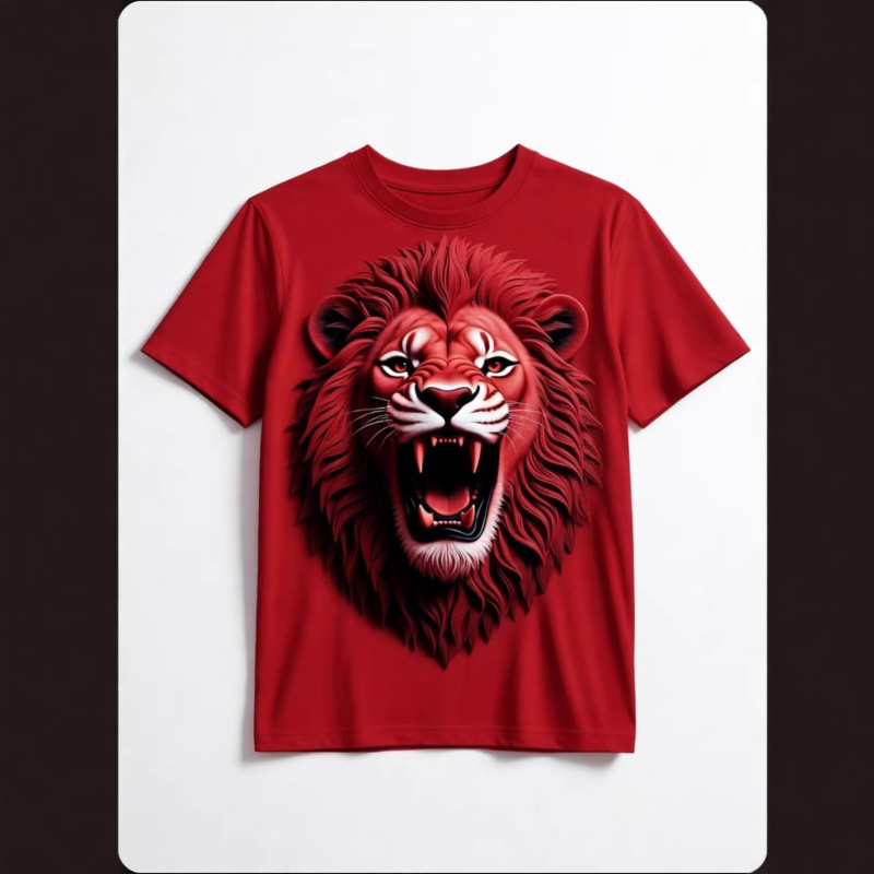 2026 Cross-Border Trade Lion Head 3D Printed Short-Sleeve Popular Unisex Loose Fit Round Neck T-Shirt