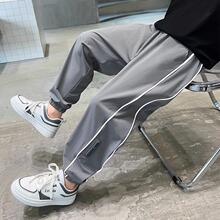 2025夏季儿童简约线条宽松休闲运动裤中大童男孩冰感外穿束脚长裤