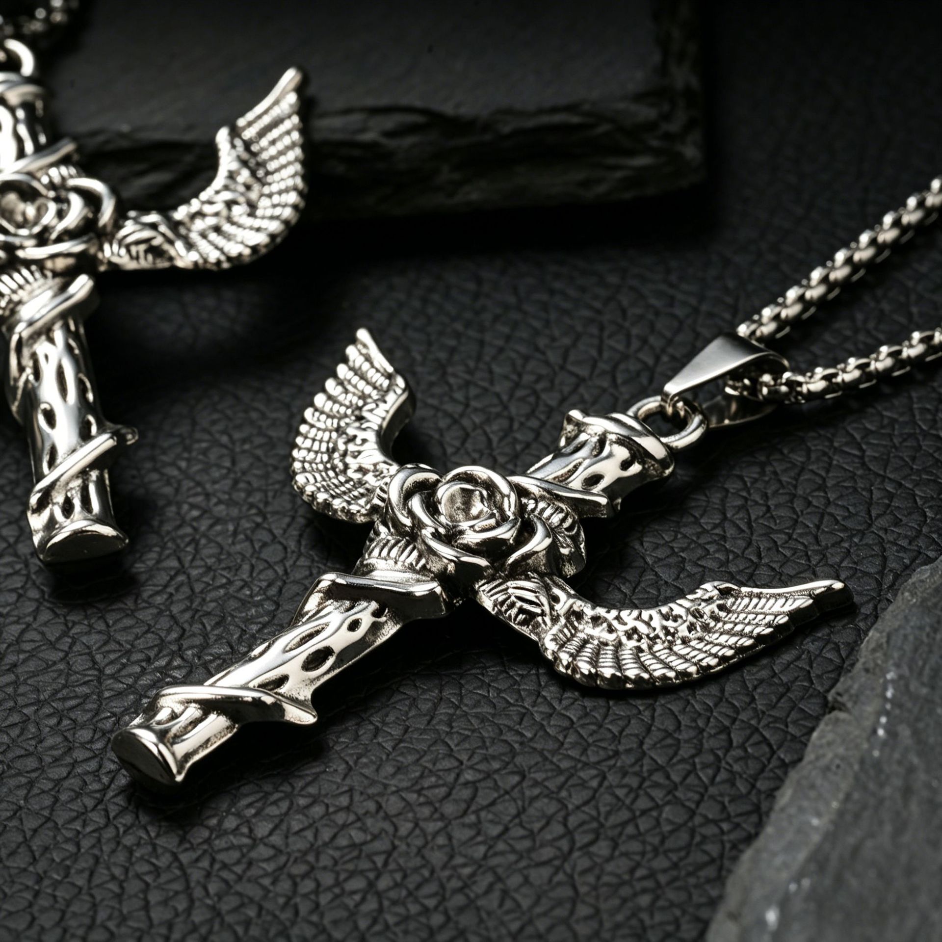 Colar com cruz hip-hop masculino corrente de suéter na moda_voghion.com