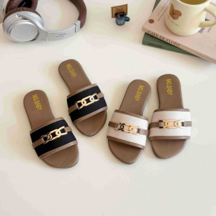 Children's Slippers 2025 Summer New Korean Style Women's Mid-Big Kids Stylized Metal Buckle Outer Wear Baby Slip-on Sandals